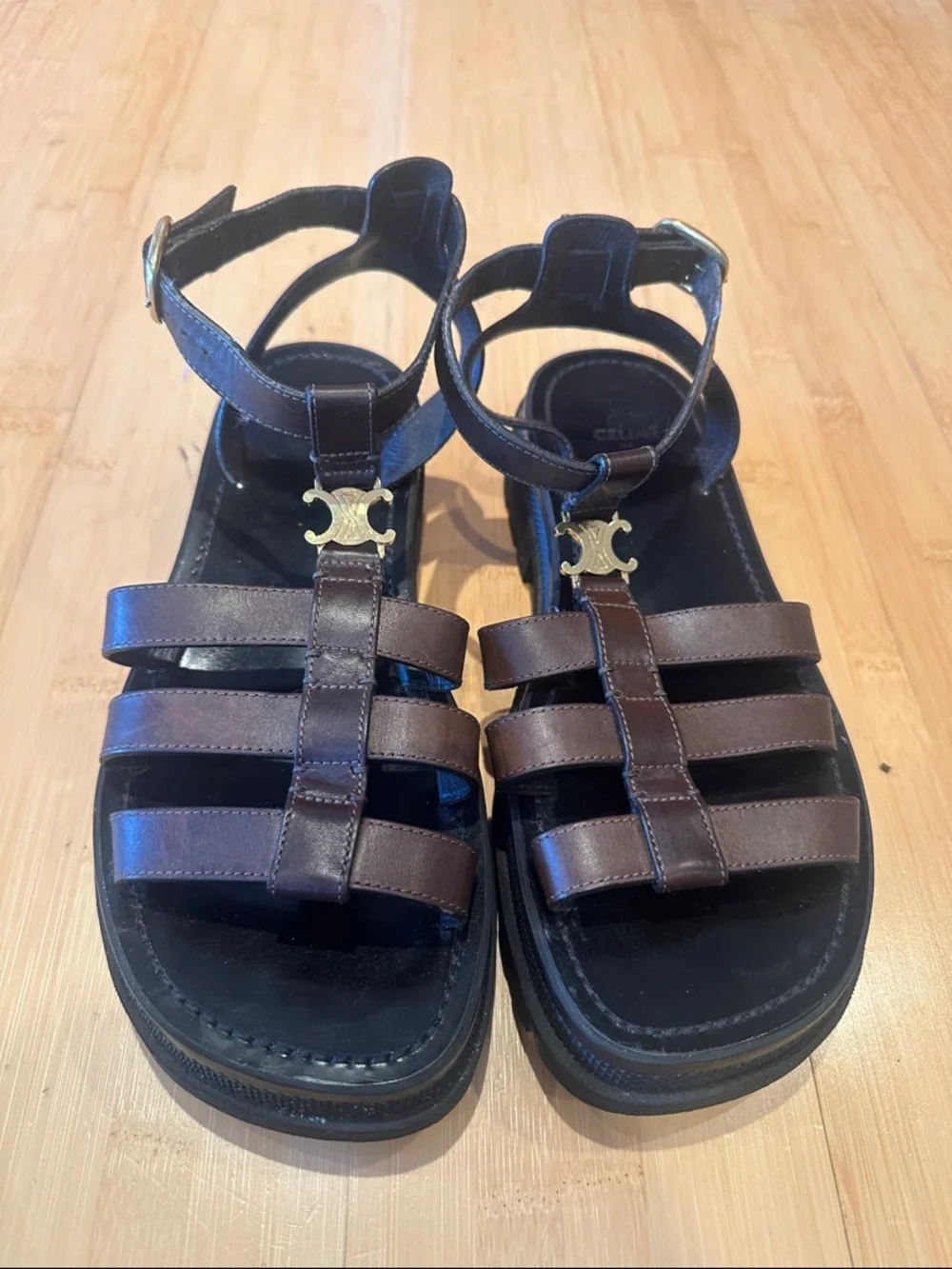 CELINE CLEA TRIOMPHE SANDAL IN CALFSKIN - VEGETAL TANNING - Picture 6 of 11